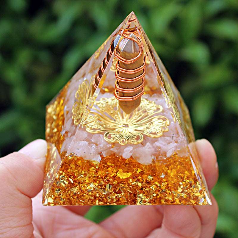 26 Styles of Resin Chakra 6cm Crystal Wand Pyramids Ornaments GEMROCKY-Decoration-Tiger Eye1-