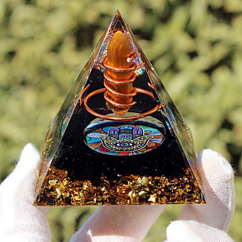 26 Styles of Resin Chakra 6cm Crystal Wand Pyramids Ornaments GEMROCKY-Decoration-Tiger Eye2-