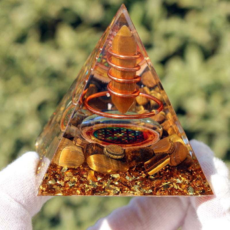 26 Styles of Resin Chakra 6cm Crystal Wand Pyramids Ornaments GEMROCKY-Decoration-Tiger Eye3-