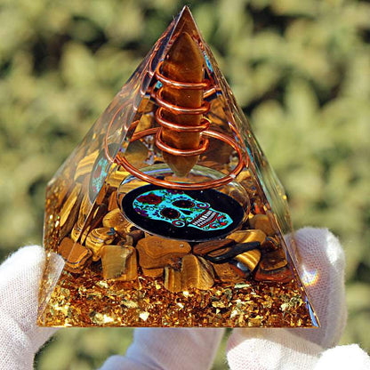 26 Styles of Resin Chakra 6cm Crystal Wand Pyramids Ornaments GEMROCKY-Decoration-Tiger Eye4-