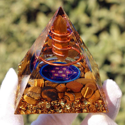 26 Styles of Resin Chakra 6cm Crystal Wand Pyramids Ornaments GEMROCKY-Decoration-Tiger Eye5-