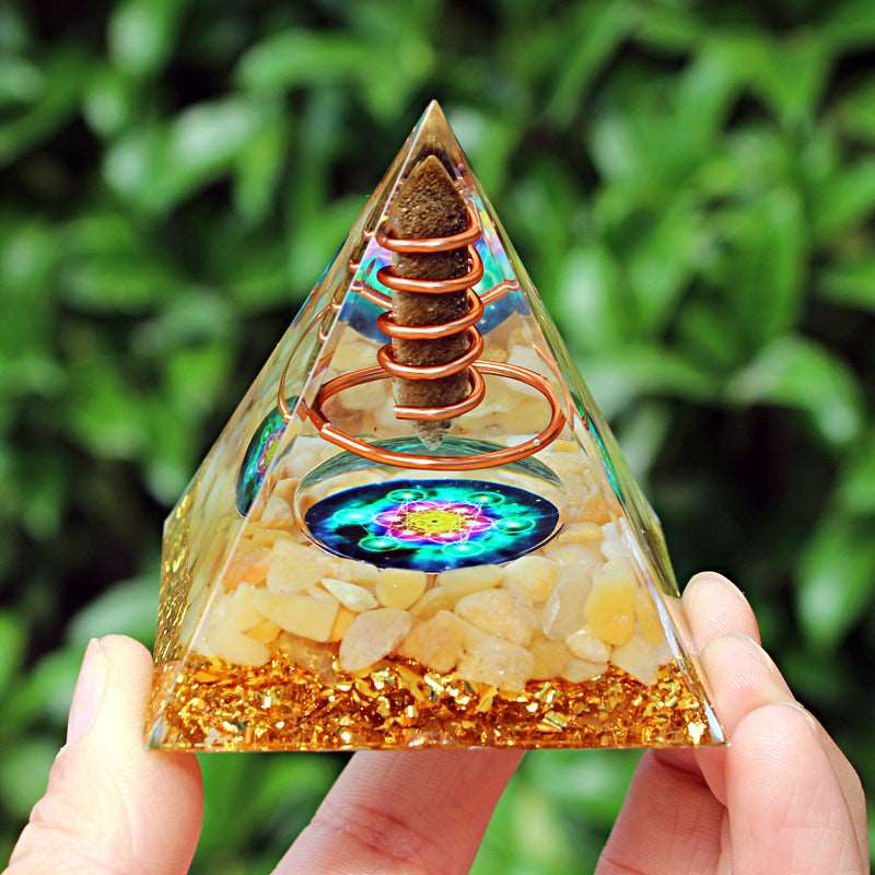 26 Styles of Resin Chakra 6cm Crystal Wand Pyramids Ornaments GEMROCKY-Decoration-Tiger Eye7-