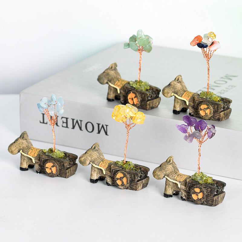 Cute Donkey Mini Crystal Gem Chips Tree Home Ornaments GEMROCKY-Decoration-GEMROCKY