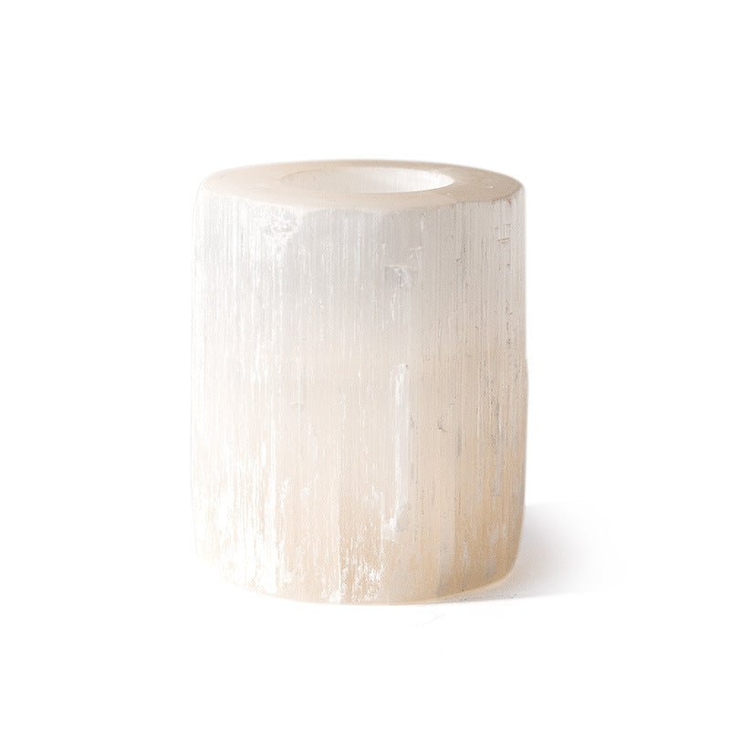 3 Shapes of Selenite Candle Holder Ornaments GEMROCKY-Decoration-Cylinder Shape 7.5*10cm-