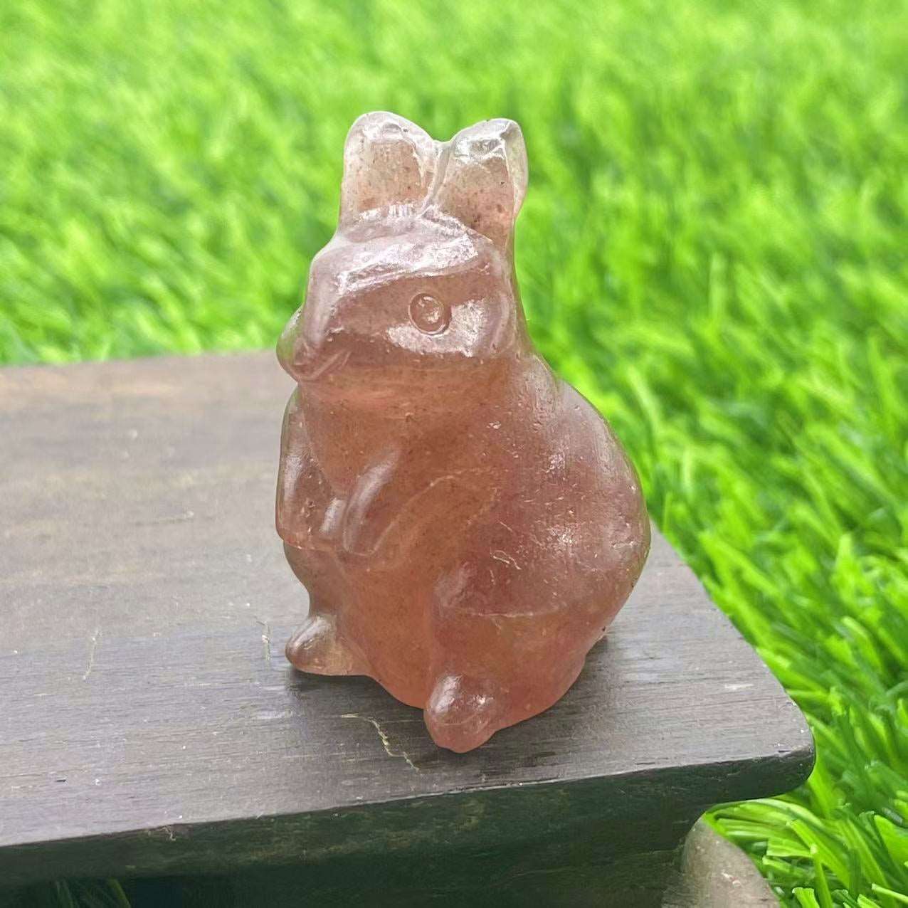 33 Materials of Crystal Rabbit 1.5 Inch Carvings GEMROCKY-Carvings-Strawberry Quartz-