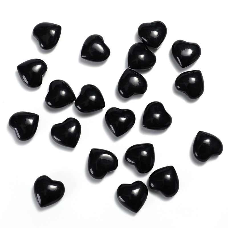 33 Styles of Mini Gemstone 2cm Crystal Hearts GEMROCKY-Carvings-Black Obsidian-