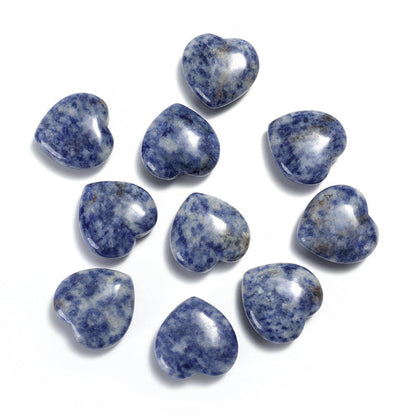 33 Styles of Mini Gemstone 2cm Crystal Hearts GEMROCKY-Carvings-Blue Spot Stone-