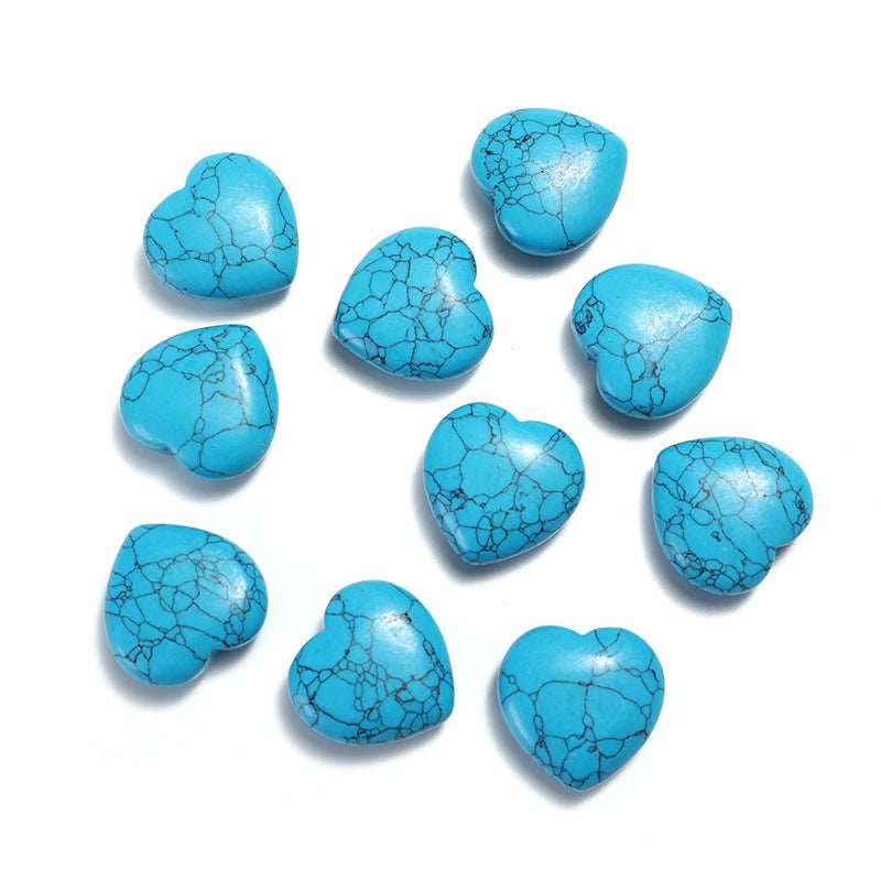 33 Styles of Mini Gemstone 2cm Crystal Hearts GEMROCKY-Carvings-Blue Turquoise-