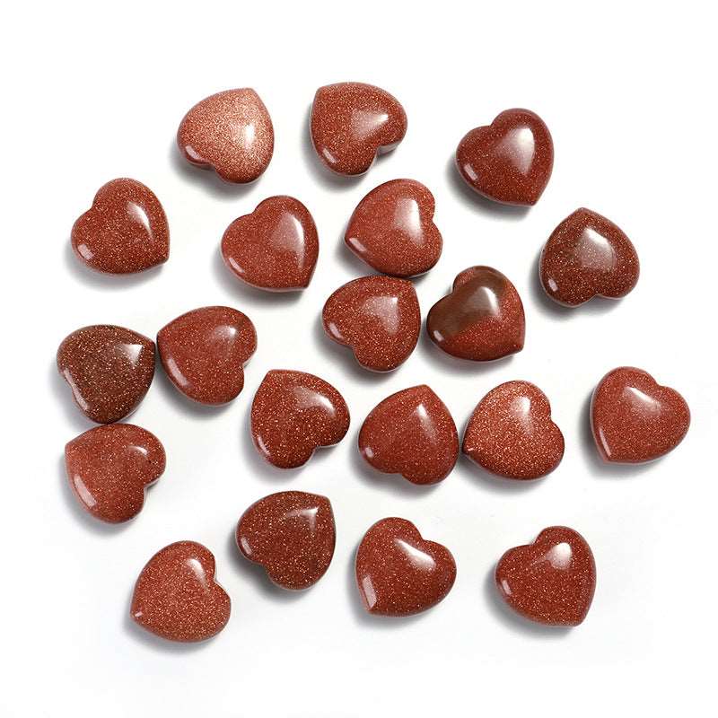 33 Styles of Mini Gemstone 2cm Crystal Hearts GEMROCKY-Carvings-Gold Sandstone-