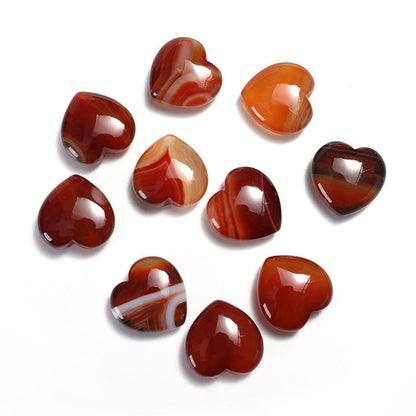 33 Styles of Mini Gemstone 2cm Crystal Hearts GEMROCKY-Carvings-Red Agate-