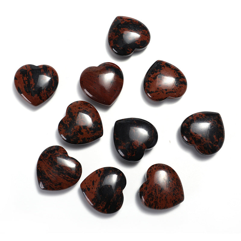 33 Styles of Mini Gemstone 2cm Crystal Hearts GEMROCKY-Carvings-Red Obsidian-