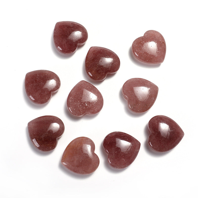 33 Styles of Mini Gemstone 2cm Crystal Hearts GEMROCKY-Carvings-Strawberry Quartz-