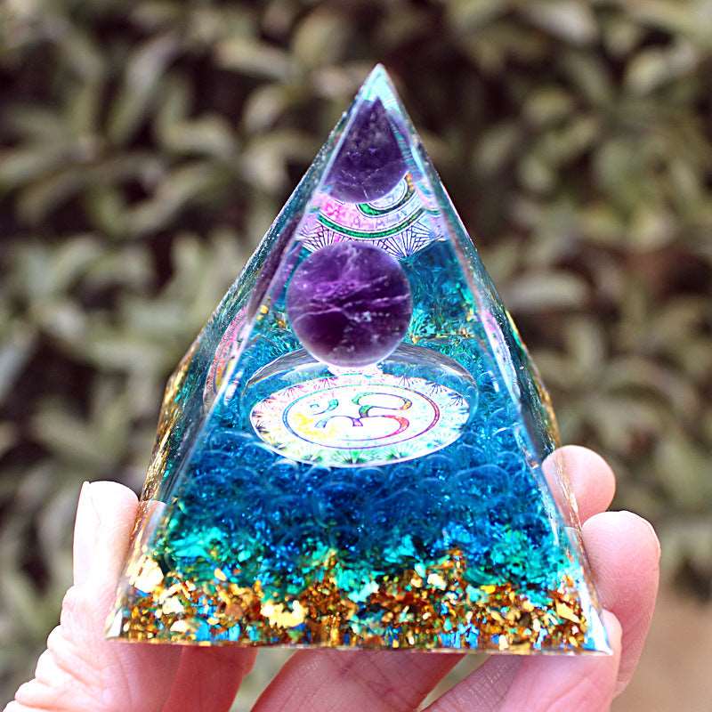 33 Styles of Resin Seven Chakra 6cm Universe Pyramids Ornaments GEMROCKY-Decoration-Universe18-