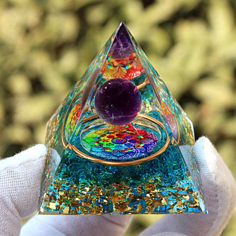 33 Styles of Resin Seven Chakra 6cm Universe Pyramids Ornaments GEMROCKY-Decoration-Universe22-