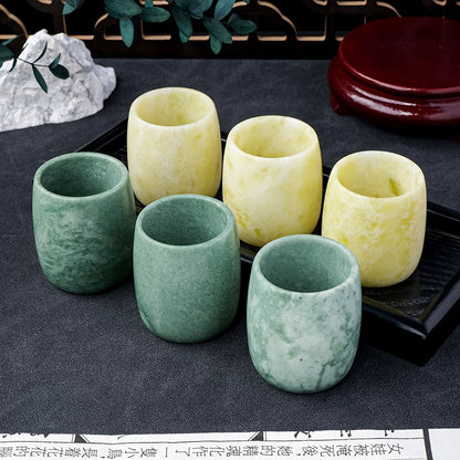 Green Jade Lantian Jade Tea Cup Home Decor Ornaments GEMROCKY-Green Jade-