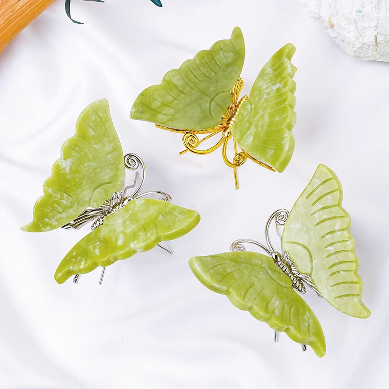 Xiuyu Jade Butterfly Home Art Decor Ornaments GEMROCKY-Decoration-Light Xiuyu Jade Golden Color-GEMROCKY