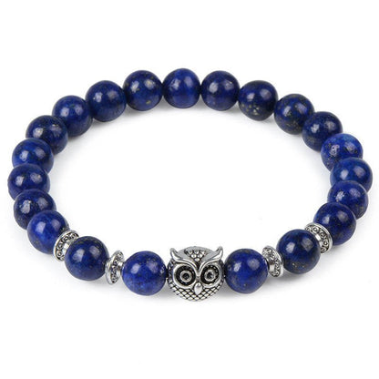 4 Materials of Owl 8mm Crystal Bead Bracelets GEMROCKY-Bracelets-Lapis Lazuli-