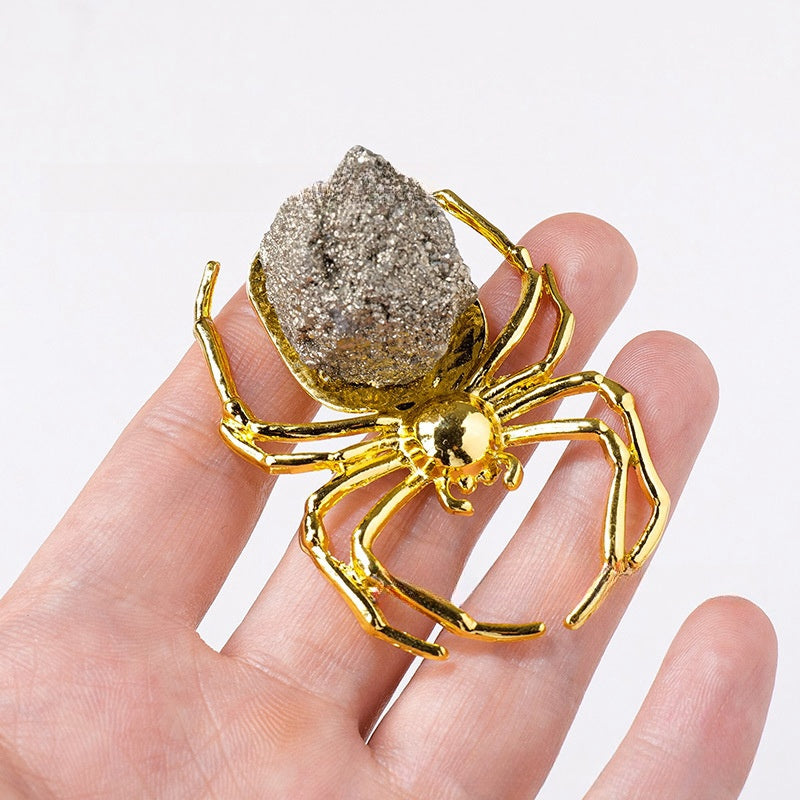 Natural Pyrite Scorpion Spider Home Decor Ornaments GEMROCKY-Decoration-Spider Golden Color-GEMROCKY