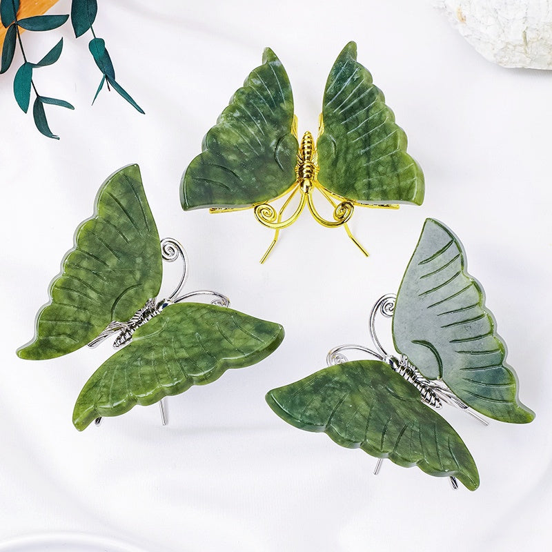 Xiuyu Jade Butterfly Home Art Decor Ornaments GEMROCKY-Decoration-Light Xiuyu Jade Golden Color-GEMROCKY