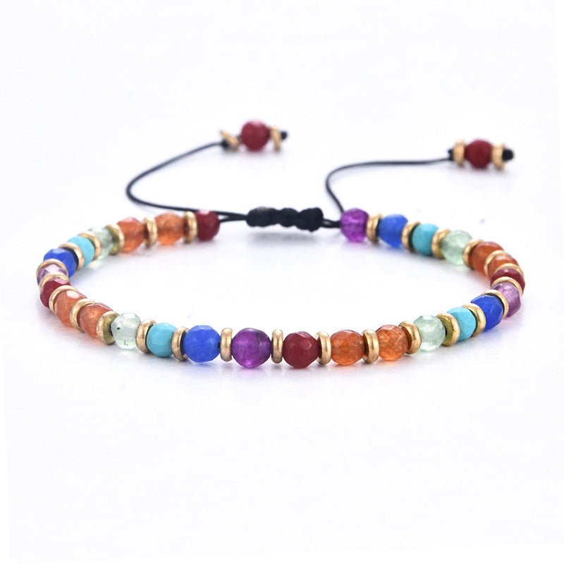 4mm 3mm Rainbow Color Chakra Bead Bracelets GEMROCKY-Bracelets-4mm-