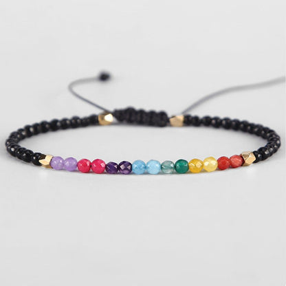 4mm 3mm Rainbow Color Chakra Bead Bracelets GEMROCKY-Bracelets-B 3mm-