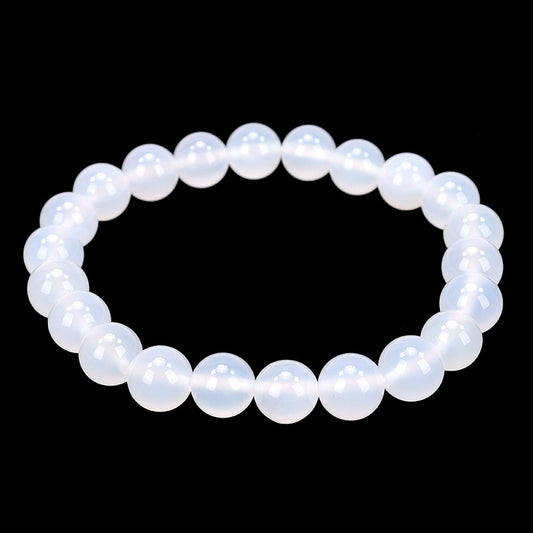 8mm White Agate Bead Bracelets GEMROCKY