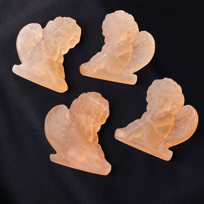 6cm Orange Selenite Little Angel Carvings GEMROCKY-Carvings-GEMROCKY