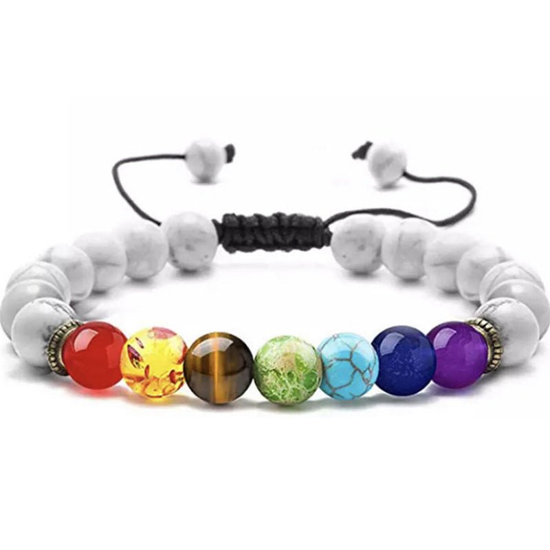 7 Chakra Bead Bracelets GEMROCKY-Bracelets-Howlite++Chakra-