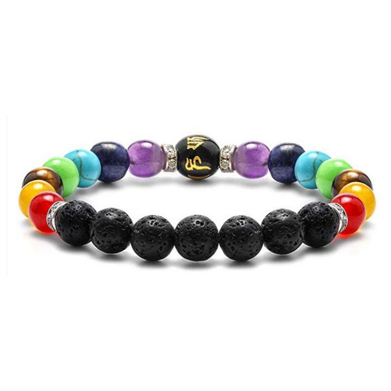 7 Chakra Bead Bracelets GEMROCKY-Bracelets-Lava Stone+Chakra-