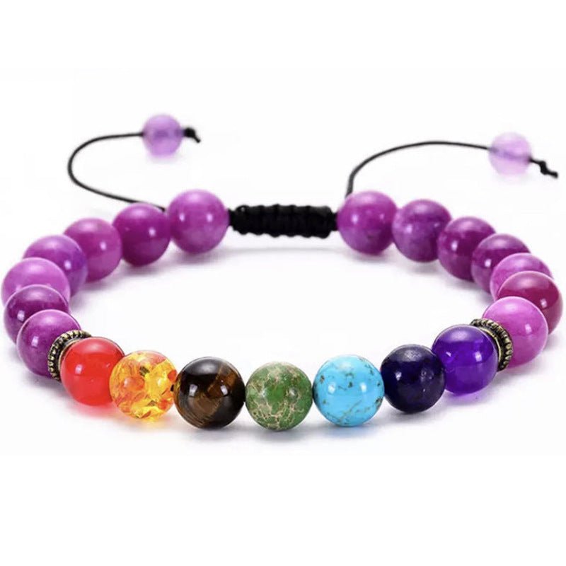 7 Chakra Bead Bracelets GEMROCKY-Bracelets-Purple Stone1+Chakra-