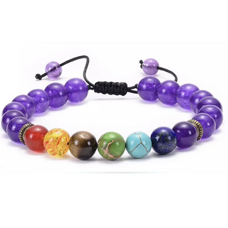 7 Chakra Bead Bracelets GEMROCKY-Bracelets-Purple Stone2+Chakra-