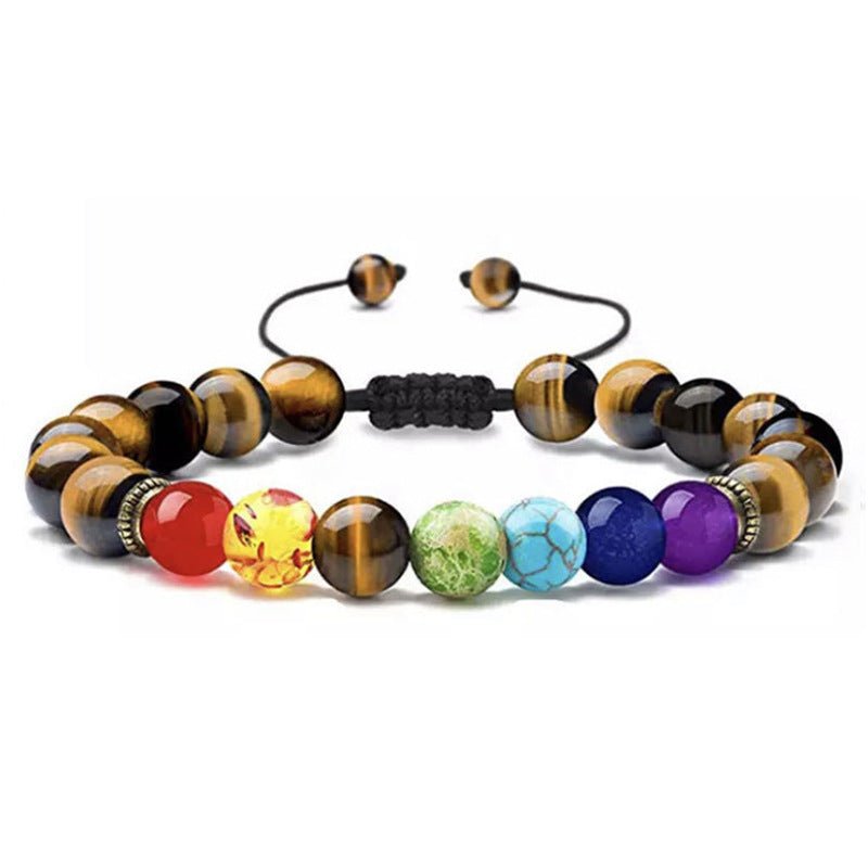 7 Chakra Bead Bracelets GEMROCKY-Bracelets-Tiger Eye Stone+Chakra-