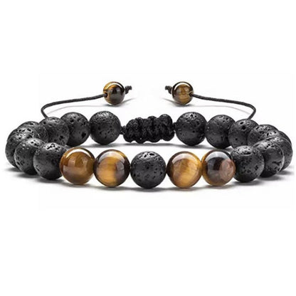 7 Chakra Bead Bracelets GEMROCKY-Bracelets-Tiger Eye+Lava Stone-