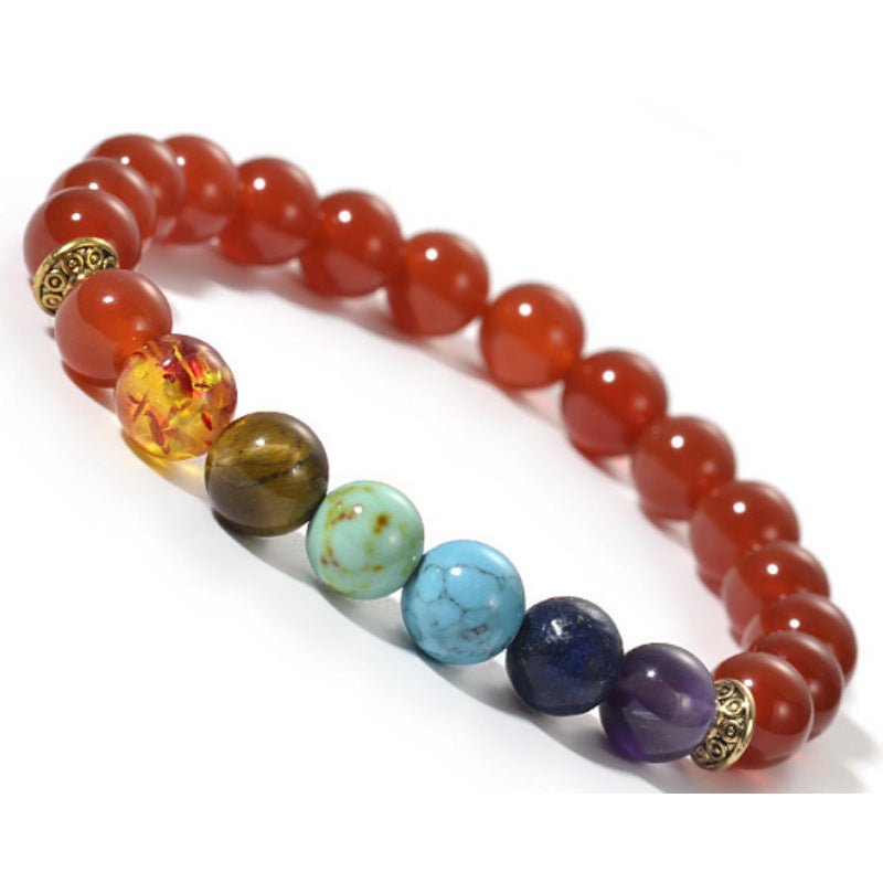 7 Chakra Rainbow Bead Bracelets GEMROCKY-Bracelets-Carnelian+Chakra-