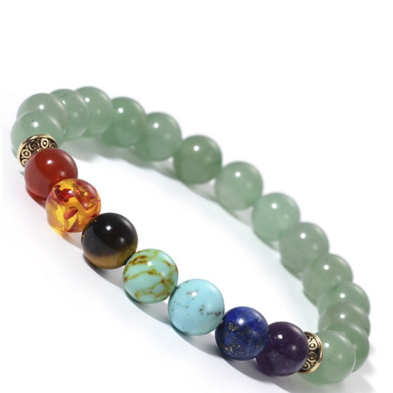 7 Chakra Rainbow Bead Bracelets GEMROCKY-Bracelets-Green Aventurine+Chakra-