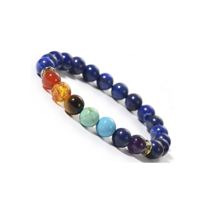 7 Chakra Rainbow Bead Bracelets GEMROCKY-Bracelets-Lapis Lazuli+Chakra-