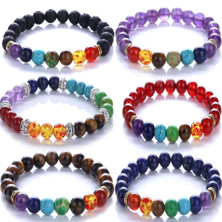 7 Chakra Rainbow Bead Bracelets GEMROCKY-Bracelets-