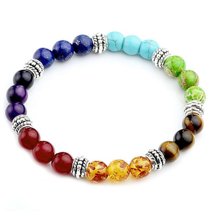 7 Chakra Rainbow Color Mixed Bead Bracelets GEMROCKY-Bracelets-1-