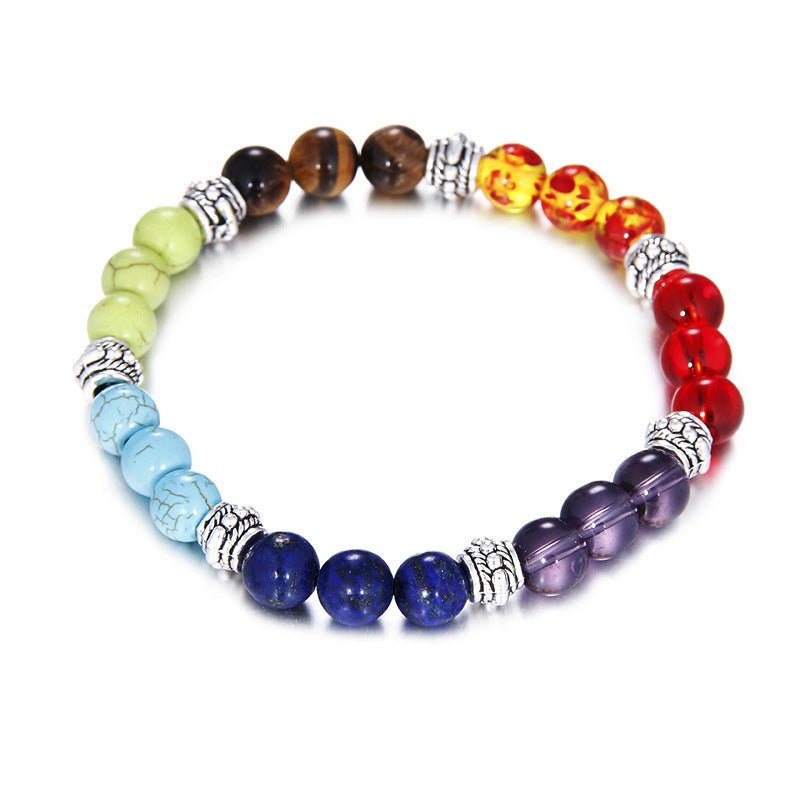 7 Chakra Rainbow Color Mixed Bead Bracelets GEMROCKY-Bracelets-2-