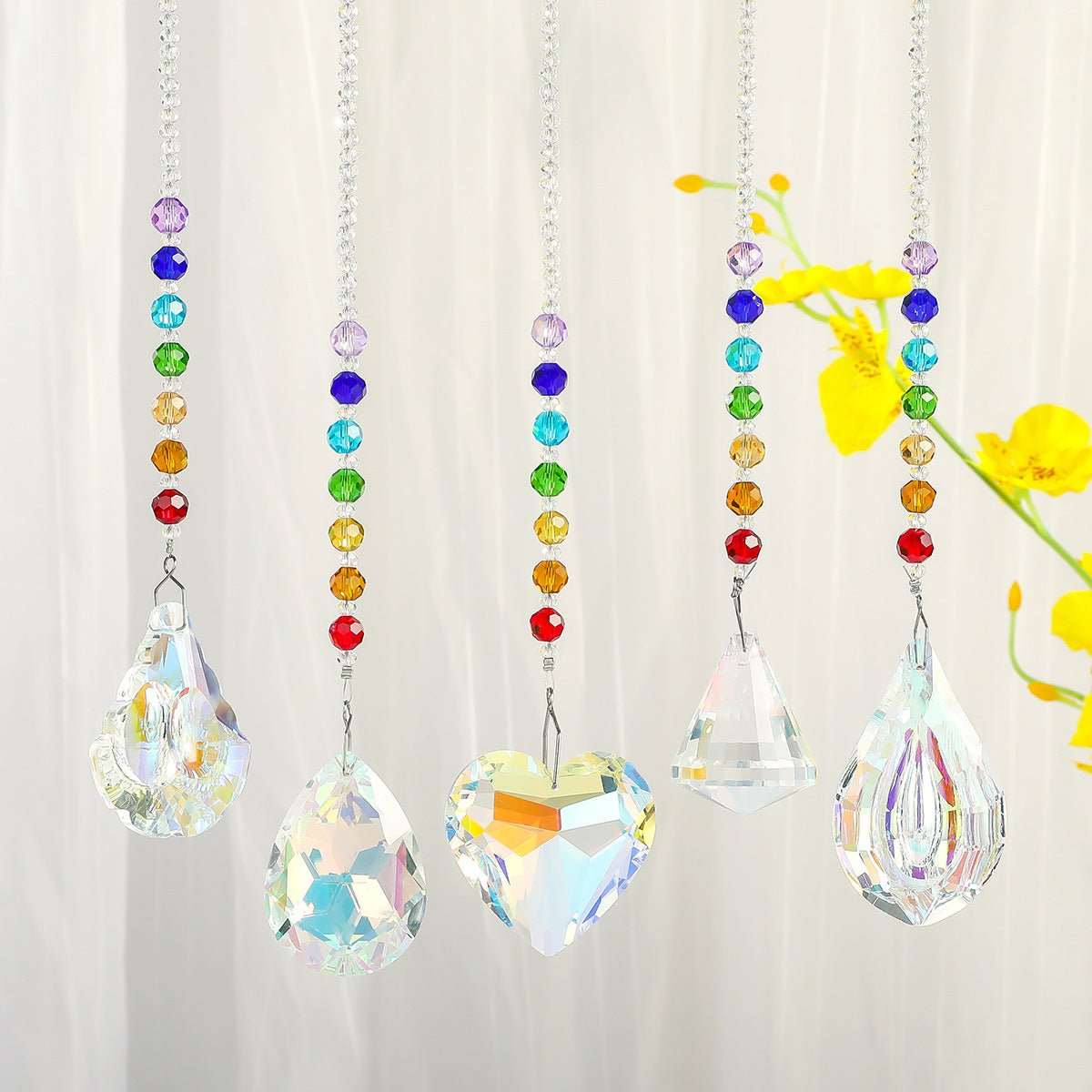 7 Chakra Rainbow Pendant Suncatcher Ornaments GEMROCKY-Decoration-