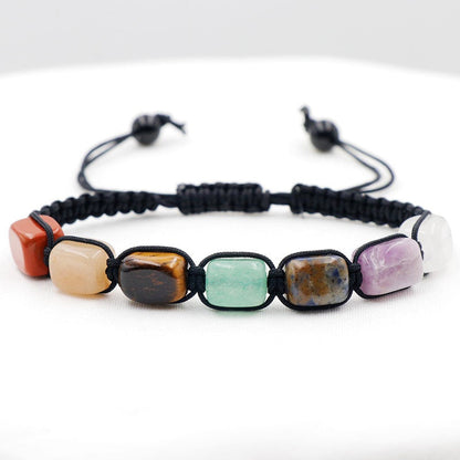 7 Chakra Natural Crystal Cube Woven Adjustable Bracelets GEMROCKY-Jewelry-Chakra-GEMROCKY