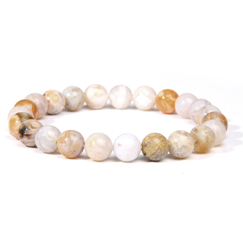 8mm Bamboo Leaf Agate Bead Bracelets GEMROCKY-Bracelets-