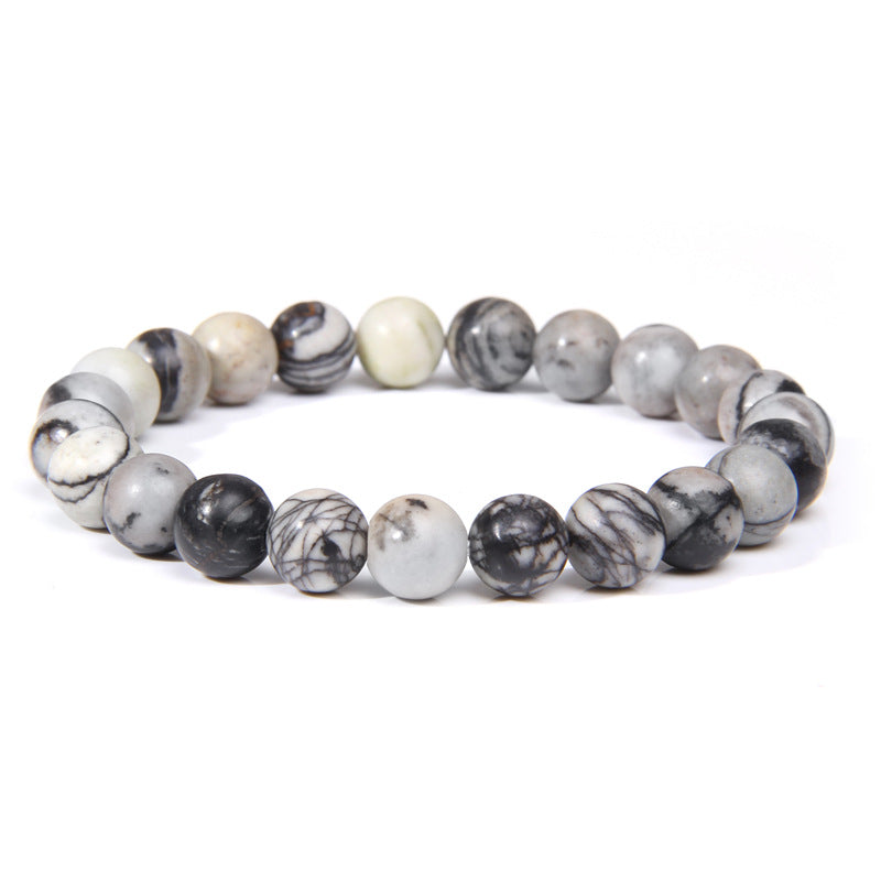 8mm Black Net Stone Bead Bracelets GEMROCKY-Bracelets-