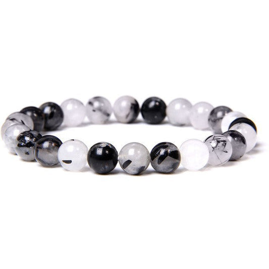 8mm Black Rutile Quartz Bead Bracelets GEMROCKY-Bracelets-