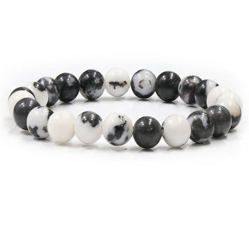 8mm Black and White Zebra Jasper Bead Bracelets GEMROCKY-Bracelets-