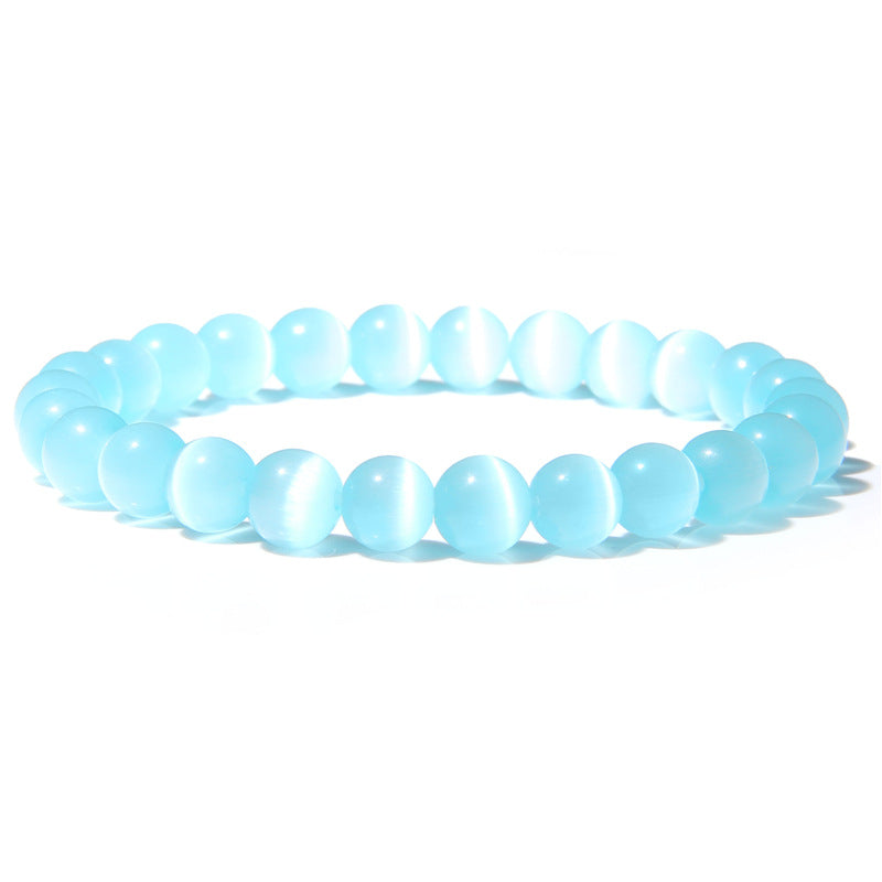 8mm Blue Cat Eye Stone Bead Bracelets GEMROCKY-Bracelets-