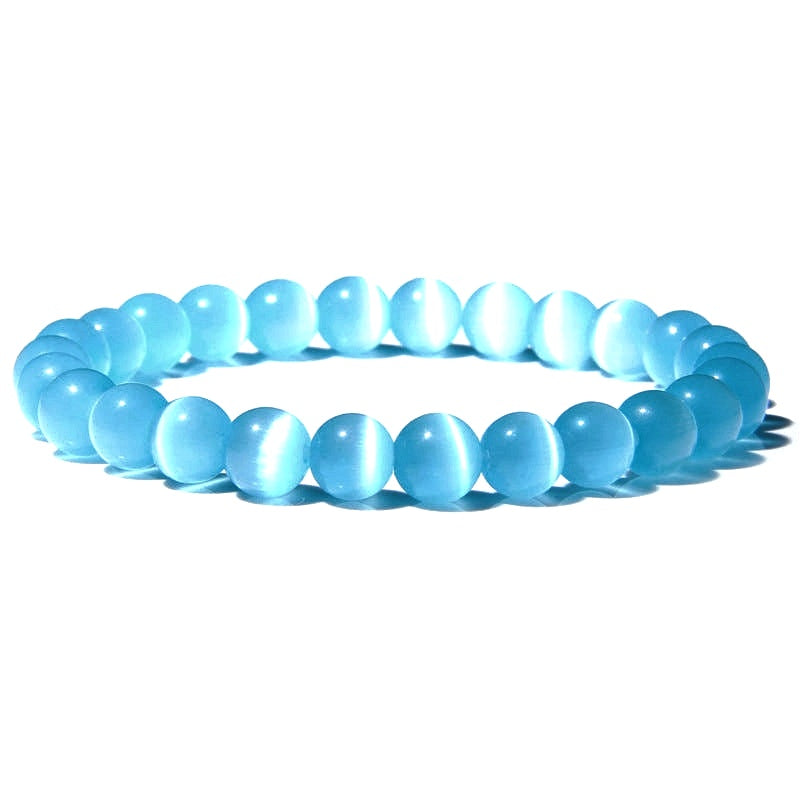 8mm Blue Cat Eye Stone Bead Bracelets GEMROCKY-