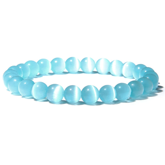 8mm Blue Cat Eye Stone Bead Bracelets GEMROCKY