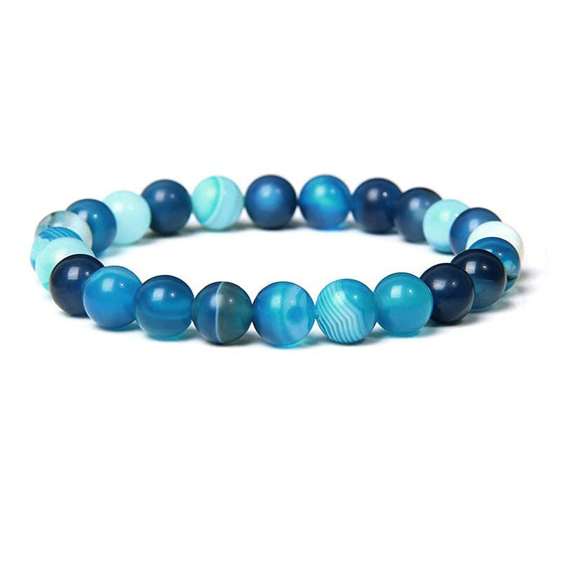 8mm Blue Stripe Agate Bead Bracelets GEMROCKY-Bracelets-