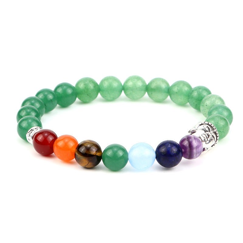 8mm Buddha Head 7 Chakra Mixed Bead Bracelets GEMROCKY-Bracelets-Green Aventurine-